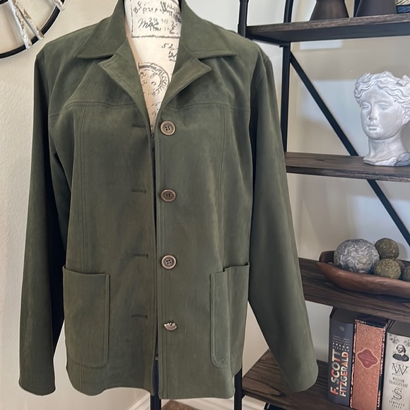 Smooth Olive Green button front Blazer - Picture 1 of 4